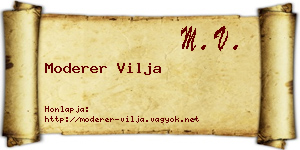 Moderer Vilja névjegykártya